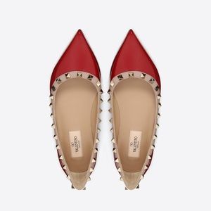 Valentino Garavani Ballet Flat red gold Spiked